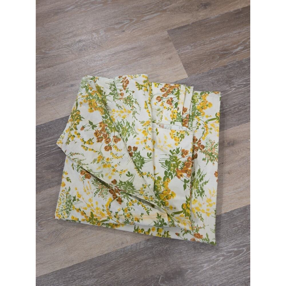 Pair Vintage Cannon Floral Full Size Sheet Sunflower Flowers Royal‎ Family